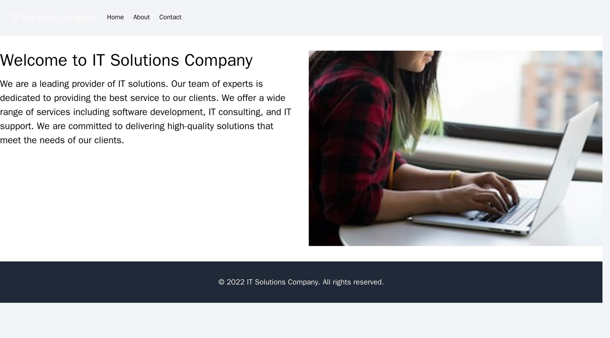 IT Solutions Company: A minimalist design with a full-width header image, a left sidebar for menu and contact informatio Web Template 4243