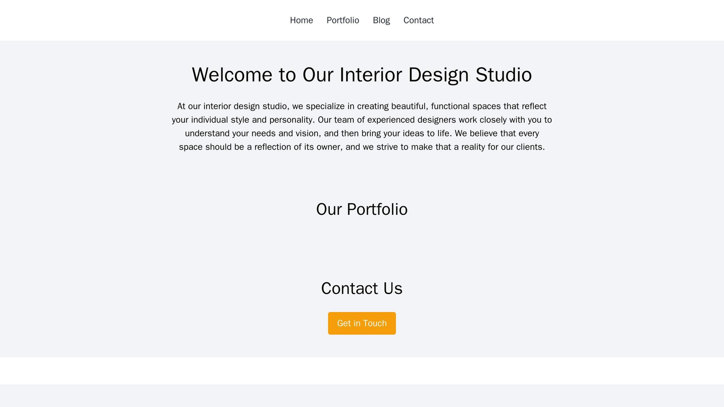 Interior Design Studio: A gallery layout with large, high-resolution images of completed projects, a menu bar at the top Web Template 3375