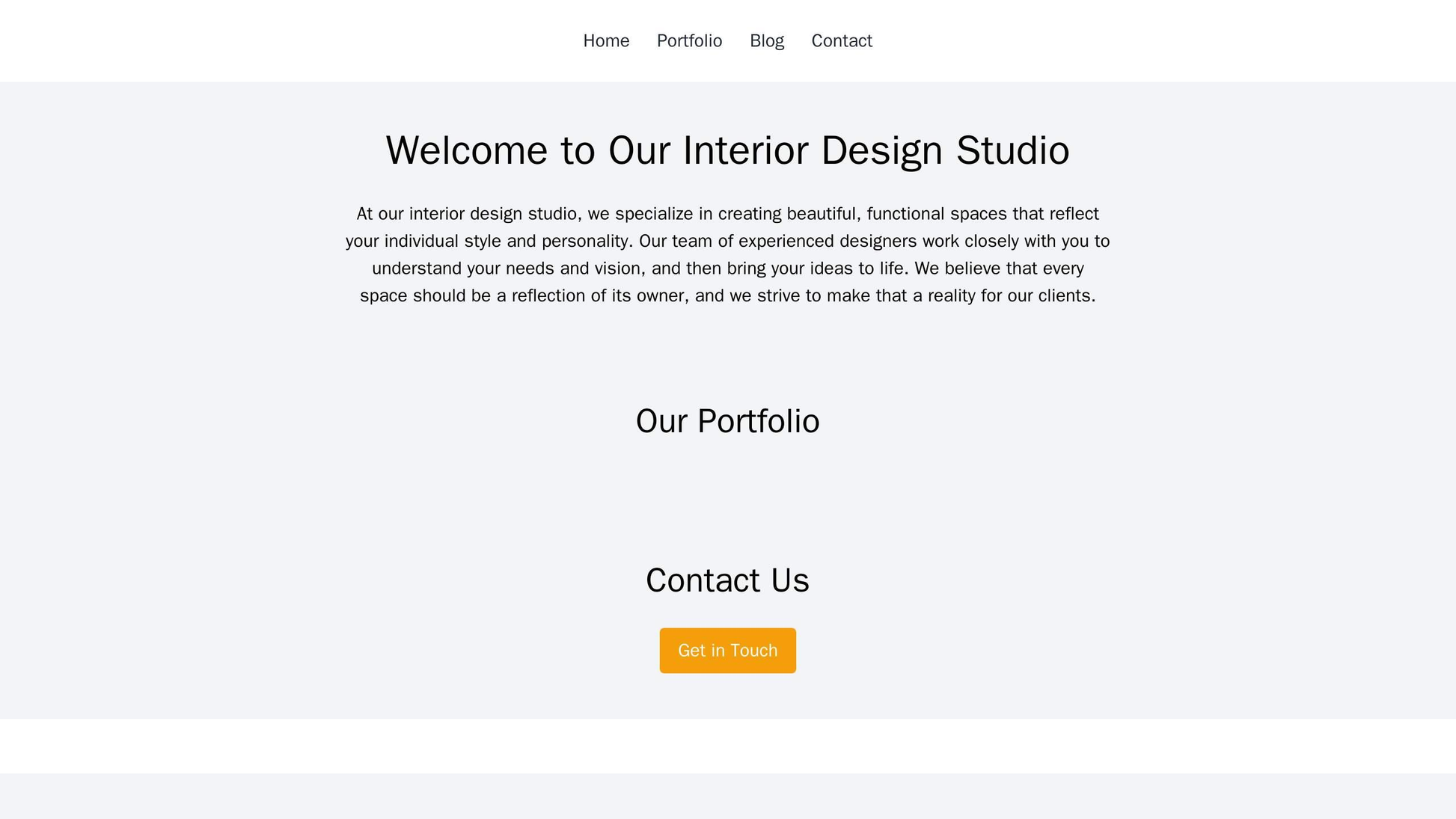 Interior Design Studio: A gallery layout with large, high-resolution images of completed projects, a menu bar at the top Web Template 3375