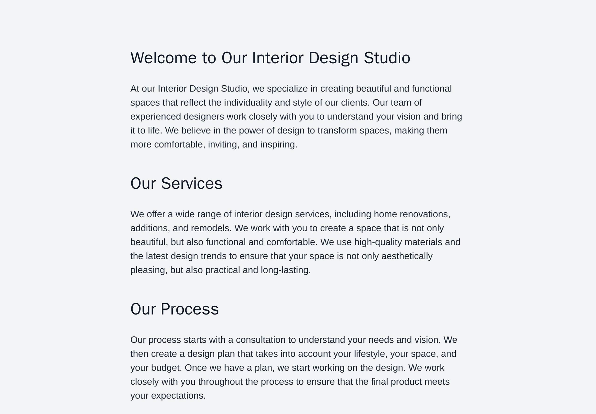 Interior Design Studio: An elegant and serene website design with a full-screen background image of beautifully appointe Web Template 3469