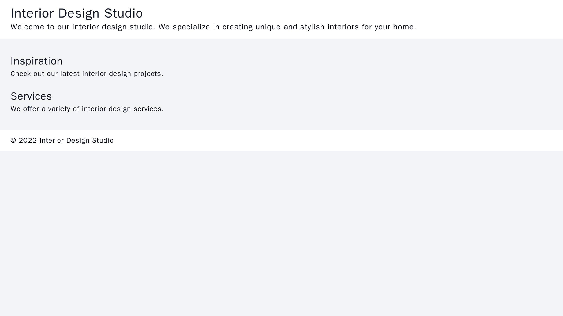 Interior Design Studio: A slideshow header showcasing interior design projects. A minimal layout with sections for inspi Web Template 4102