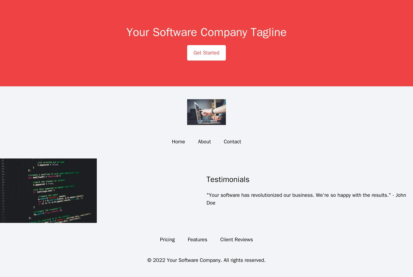 Landing Page for a Software Company: A full-width banner with the companys tagline and a call-to-action button, a center Web Template 3084