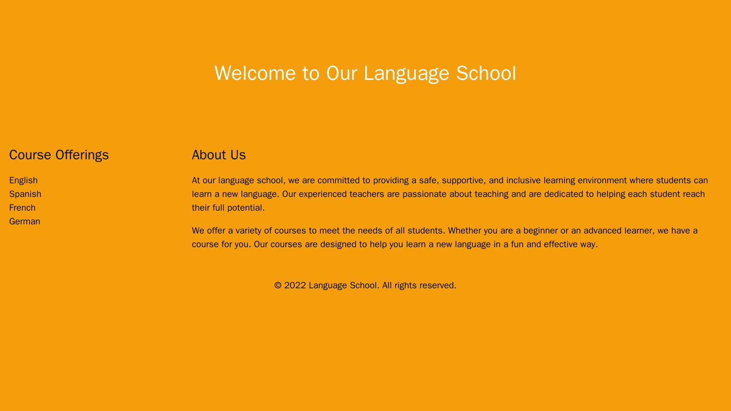 Language School: A simple yet effective design with a full-width image of a person speaking another language, a centered Web Template 4503