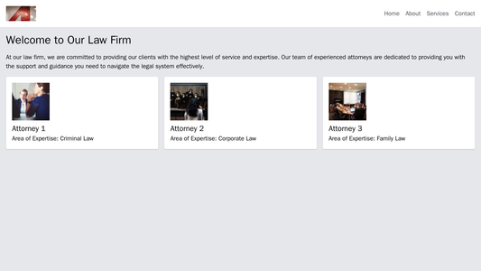 Law Firm: A professional design with a centered logo, a navigation menu at the top, and a grid layout showcasing the tea Web Template 2210