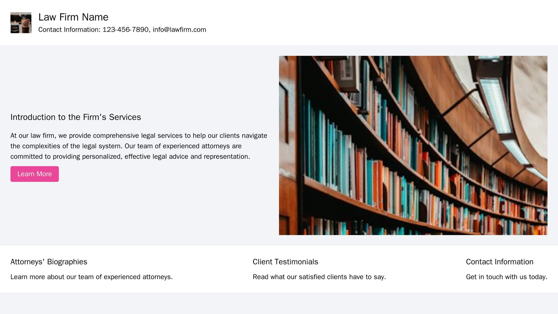 Law Firm: A professional design with a left-aligned, split-section, showing the firm's logo, and contact information on  Web Template 2273