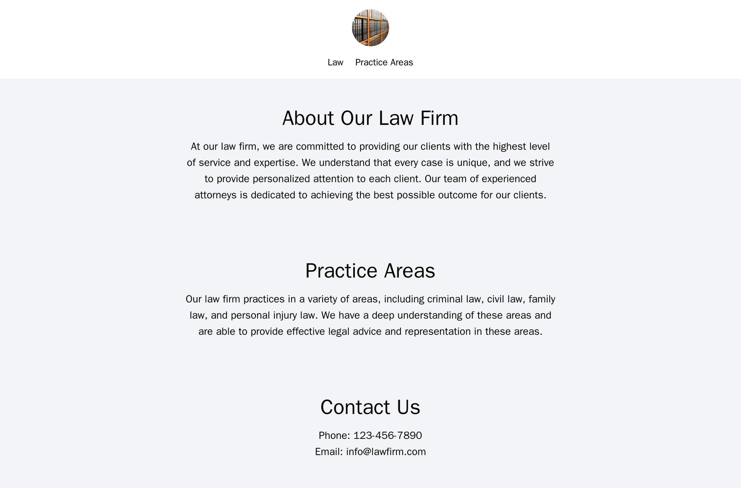 Law Firm: A professional design with a clean background, a centrally-aligned logo, and a prominent "Contact Us" section  Web Template 3183