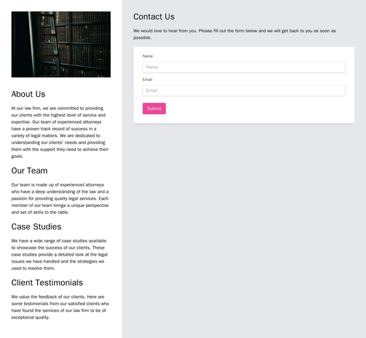 Law Firm: A professional design with a centered logo, prominent call-to-action button, and a sidebar that displays infor Web Template 3565