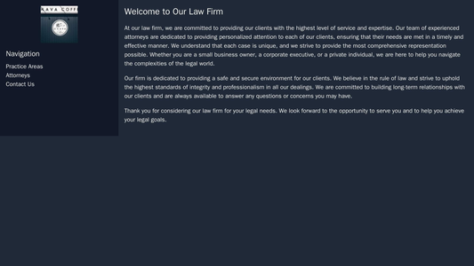 Law Firm: A professional and serious design with a centered logo, dark colors, and a left sidebar with a search bar and  Web Template 3932