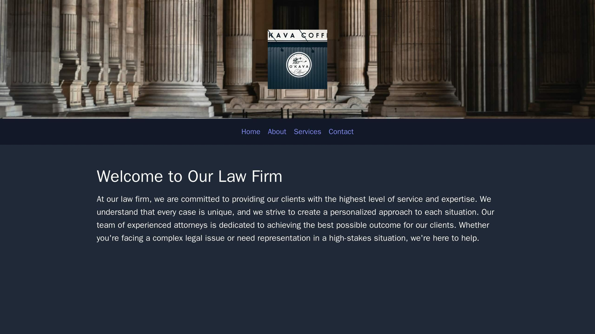 Law Firm: A professional and polished design for a law firm with a subtle header image, a horizontally centered logo, an Web Template 4993