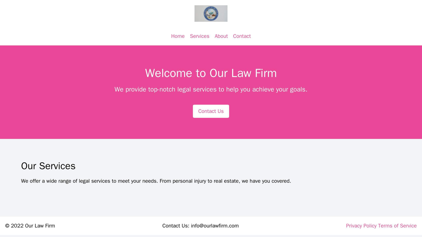 Law Firm Site: A professional and minimalist design with a centered logo, a top navigation menu, and a full-width banner Web Template 2350