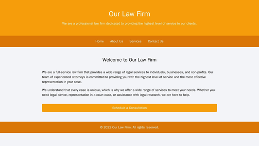 Law Firm Website: A professional, serious design with a centered logo and navigation menu. The layout includes a large,  Web Template 2336