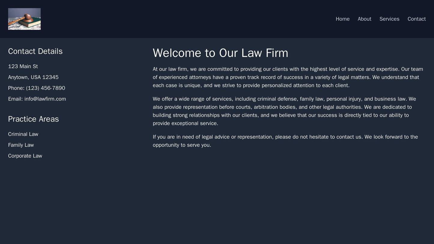 Law Firm Website: A traditional design with a centered logo and a navigation menu at the top. The layout could feature a Web Template 4814