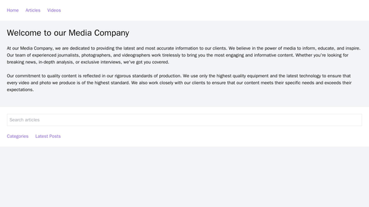 Media Company: A dynamic design featuring a rotating banner showcasing articles and videos. A top navigation menu for ea Web Template 3102