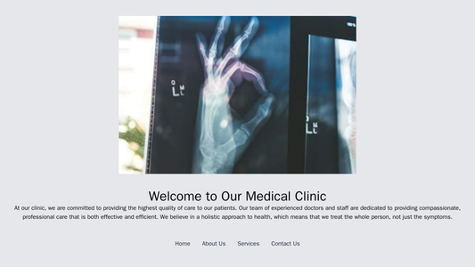 Medical Clinic: A simple and calming design, with a wide-ranging background color with soothing imagery and a centered l Web Template 3619