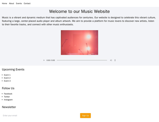 Music: A lively design featuring a large, center-placed audio player and album artwork. The navigation menu is located a Web Template 4210