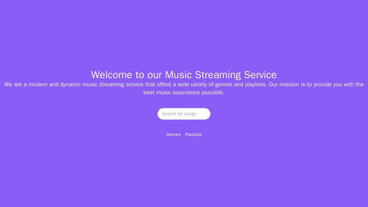 Music Streaming Service: A modern and dynamic design with multiple shades of purple and music-themed graphics. A large s Web Template 3442