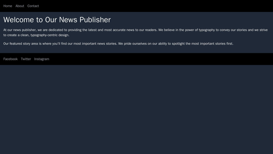 News Publishers: A clean, typography-centric design with a prominent navigation bar, a large featured story area, and a  Web Template 4475