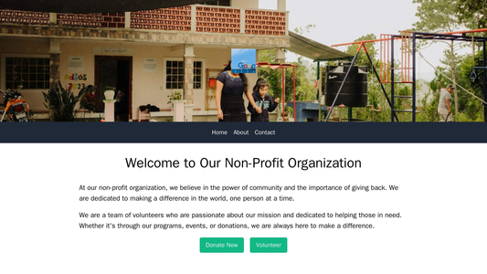 Non-Profit Organization: A warm and engaging design with a full-width header image, a centered logo, and a top navigatio Web Template 3081