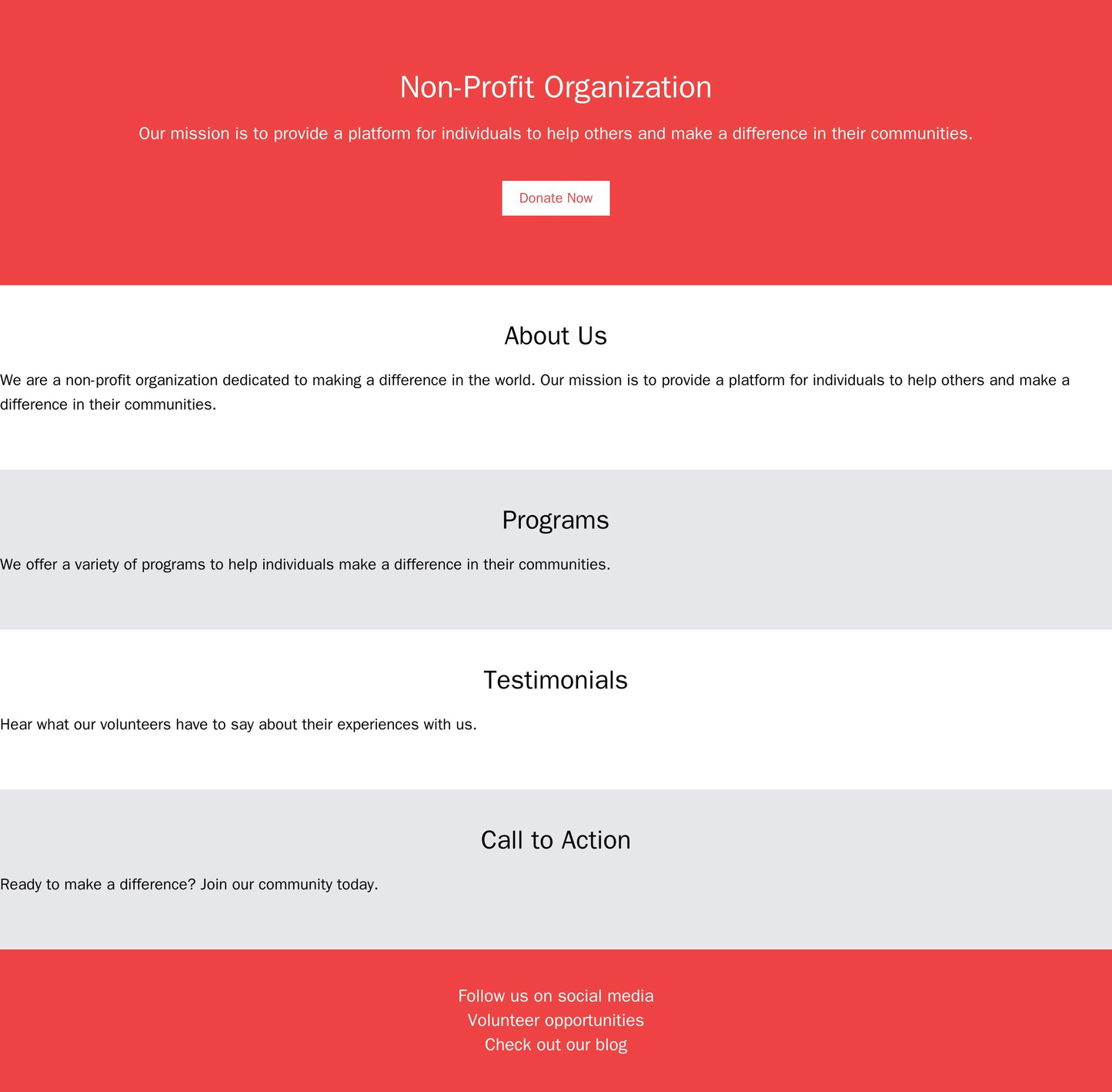 Non-Profit Organization: A one-page layout with a header featuring a mission statement and a donate button. Sections inc Web Template 3660