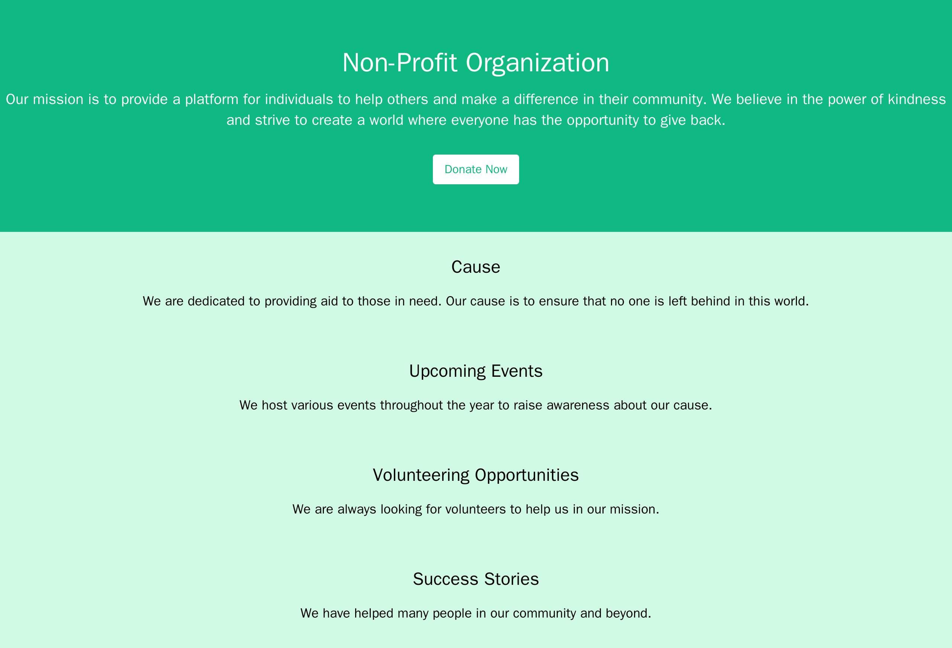 Non-Profit Organization: A one-column design with an oversized header featuring the non-profits mission statement and a  Web Template 3981