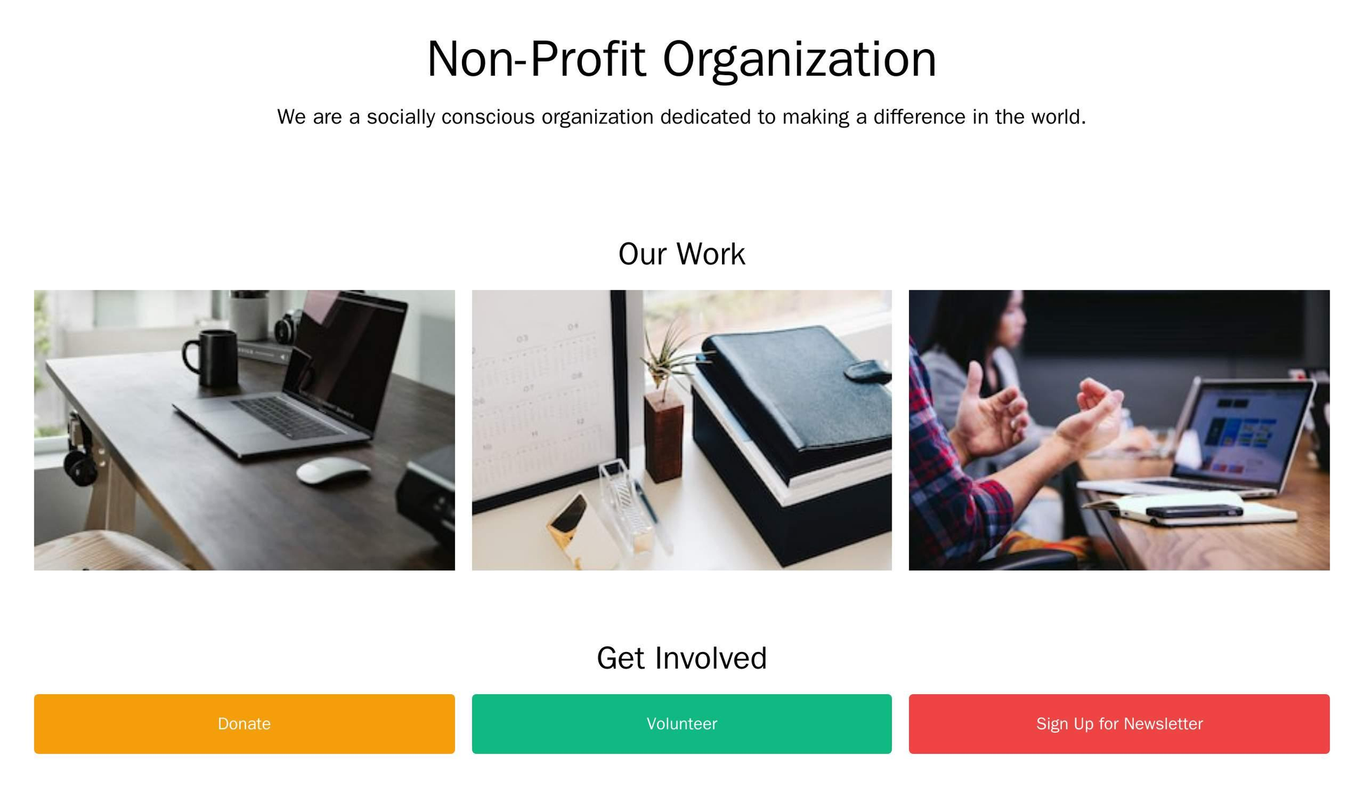 Non-Profit Organization: A socially conscious design with a large, centered logo and an image gallery showcasing the org Web Template 4124