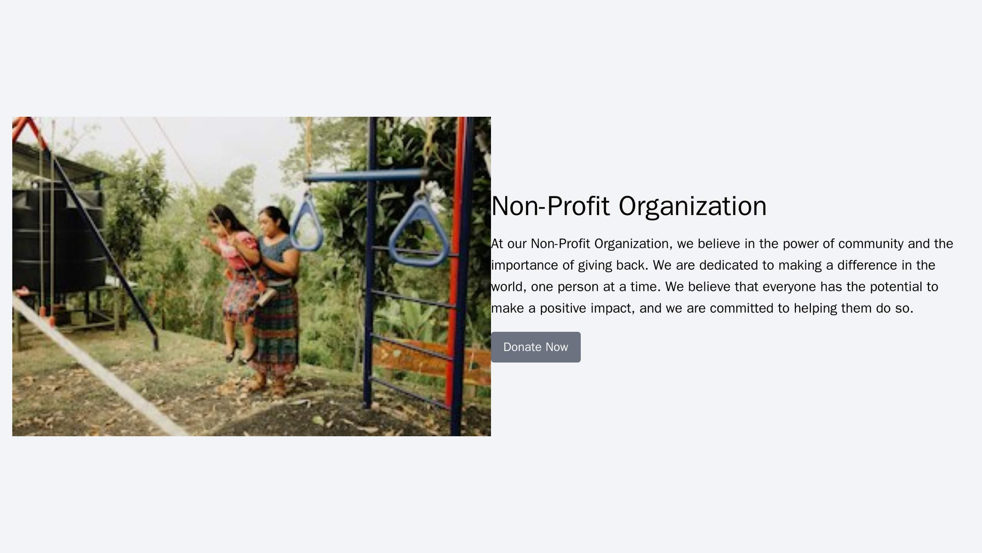 Non-Profit Organization: A left-aligned layout featuring a large banner image and a clear call-to-action button. A sideb Web Template 4152