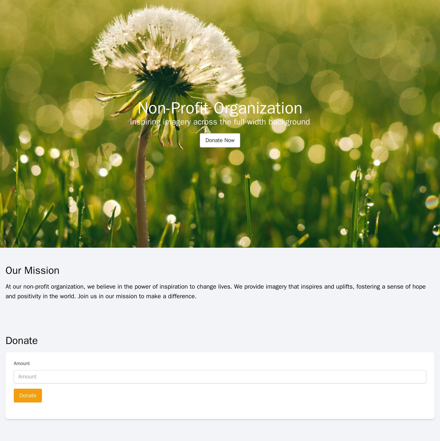 Non-Profit Organization: Inspirational imagery across the full-width background, with a prominent call-to-action button  Web Template 4595