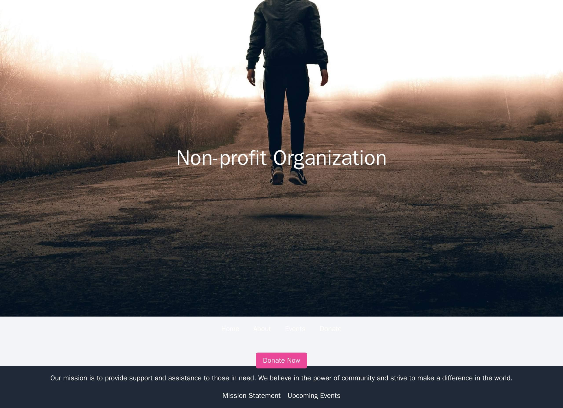 Non-profit Organization: A full-width background image of people working together. The navigation menu is transparent an Web Template 3549