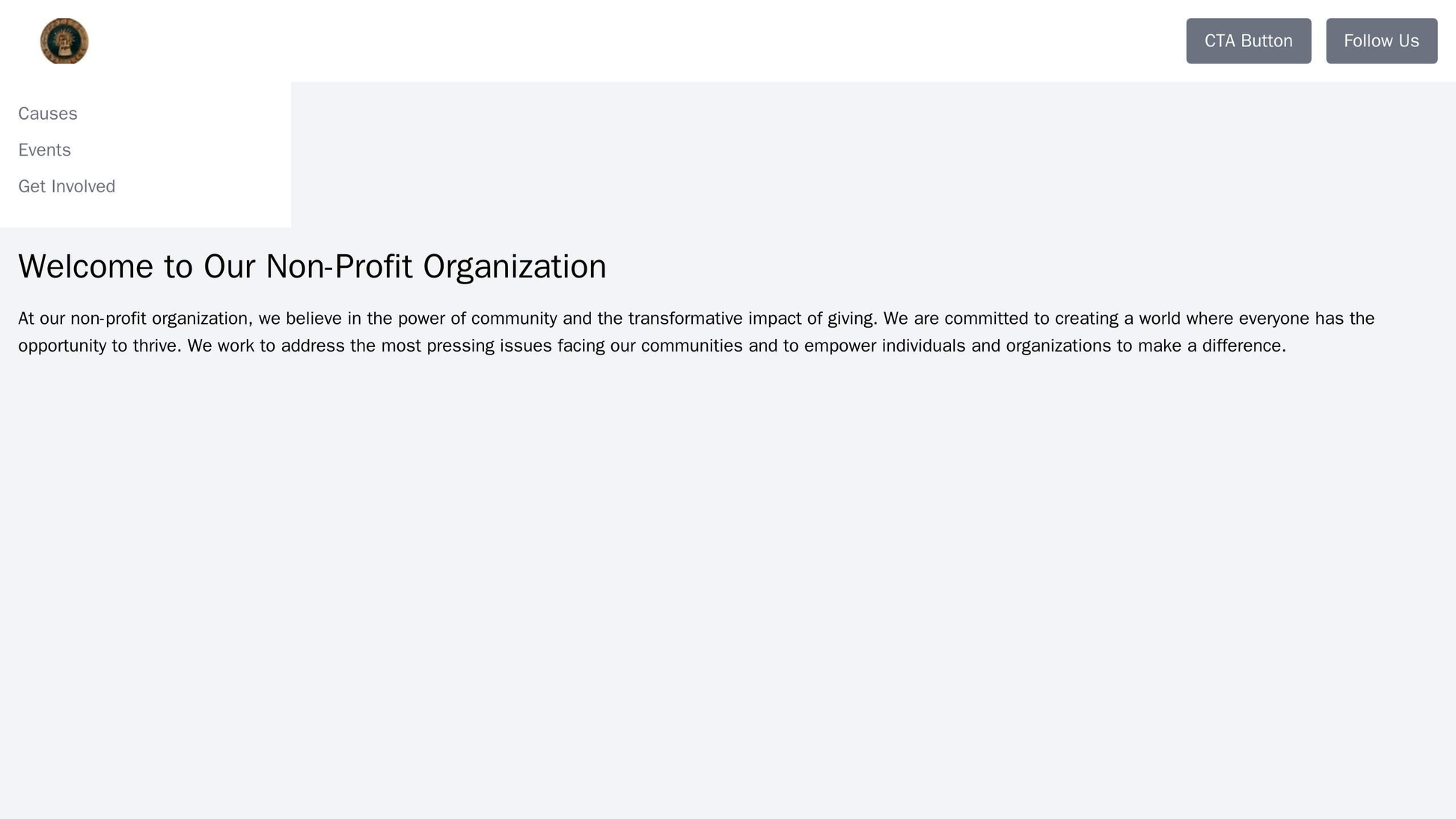 Non-profit Organization: A simple yet effective design with a centered logo, a top header containing a CTA button and a  Web Template 3842
