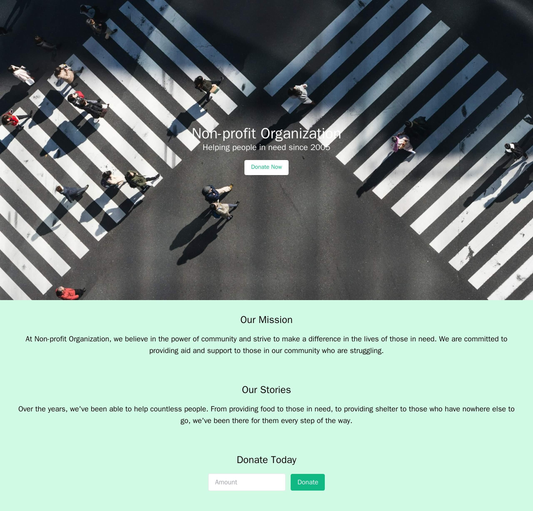 Non-profit Organization: A one-page website with a full-screen header image of people in need, accompanied by a call-to- Web Template 4070