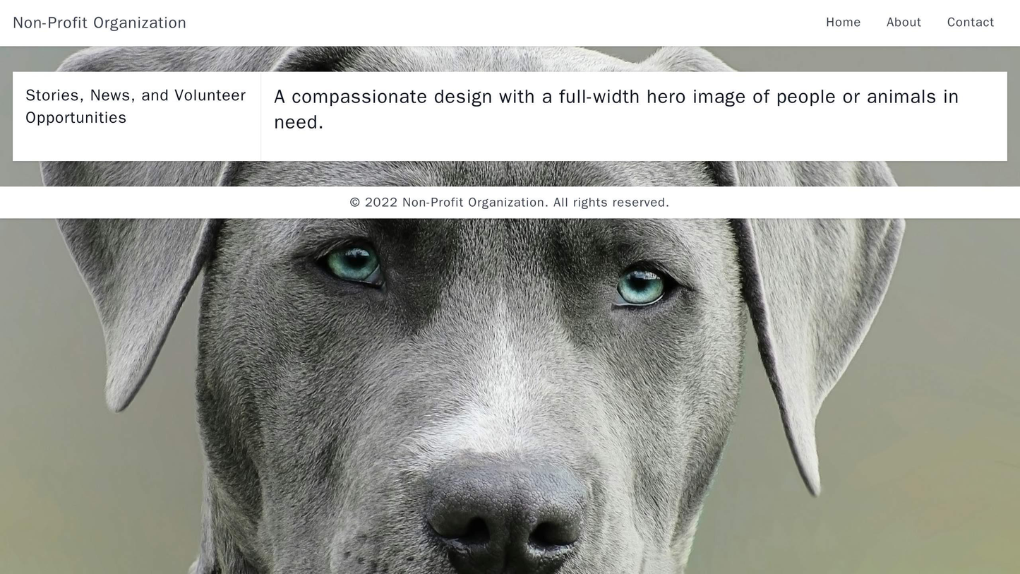 Non-profit Organization: A compassionate design with a full-width hero image of people or animals in need. Navigation in Web Template 4428