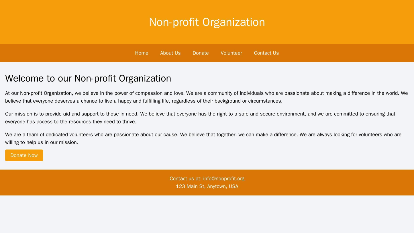 Non-profit Organization: A heartfelt and compassionate design with a centered logo, a top-bar for donations and voluntee Web Template 4646