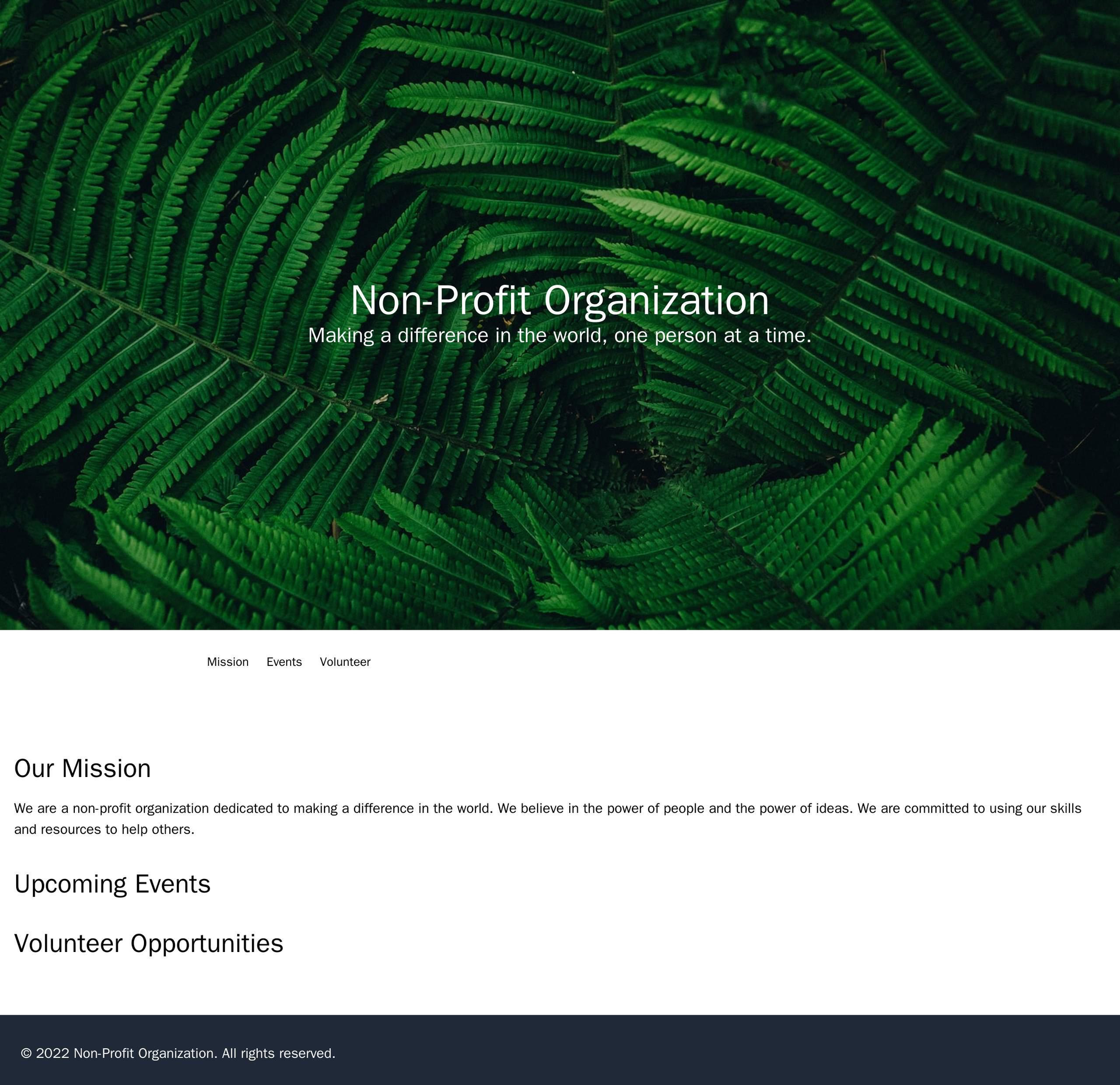 Non-profit Organization: A simple and impactful design with a centered logo and tagline, clear navigation menu, a hero i Web Template 4969