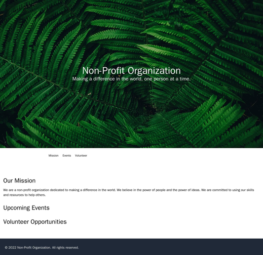 Non-profit Organization: A simple and impactful design with a centered logo and tagline, clear navigation menu, a hero i Web Template 4969