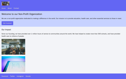 Non-profit organization site: A clear and engaging design with a header featuring the non-profits logo, a navigation men Web Template 4975