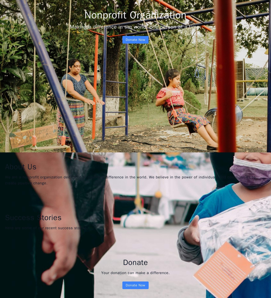 Nonprofit Organization: A clean design with a full-width header image, clear call-to-actions, and a color palette includ Web Template 2284