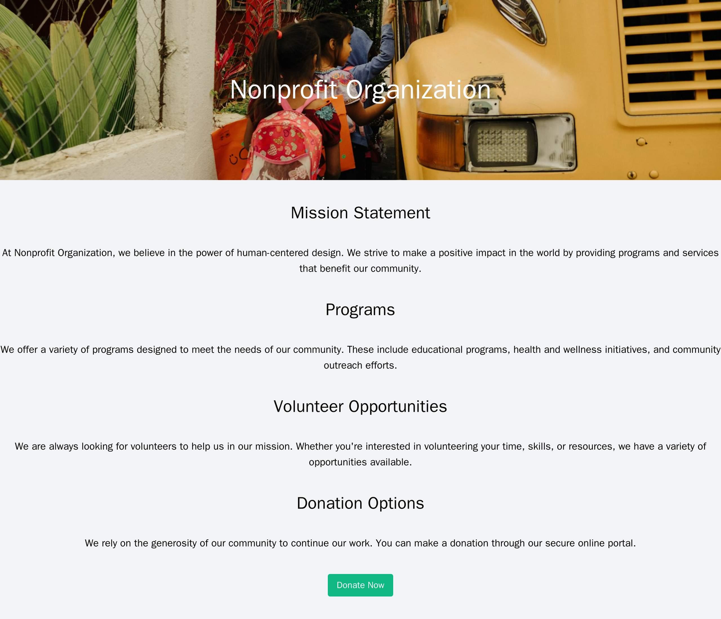 Nonprofit Organization: A human-centered design with a full-width hero image, a clear call-to-action button, and section Web Template 4130