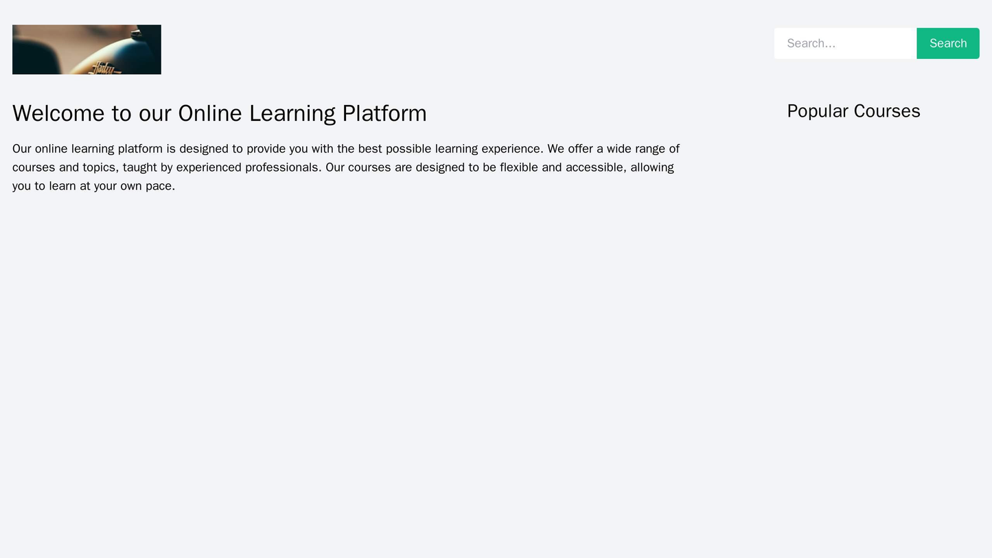 Online Learning Platform: A left-aligned design featuring a large logo and a search function, with a main content area t Web Template 2439