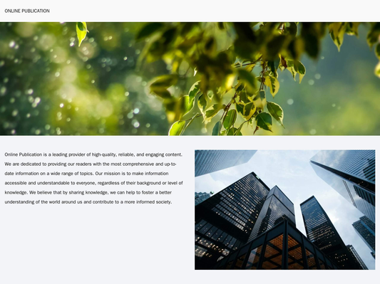 Online Publication: A design with a full-width background image and a transparent navigation menu. The body of the site  Web Template 3962