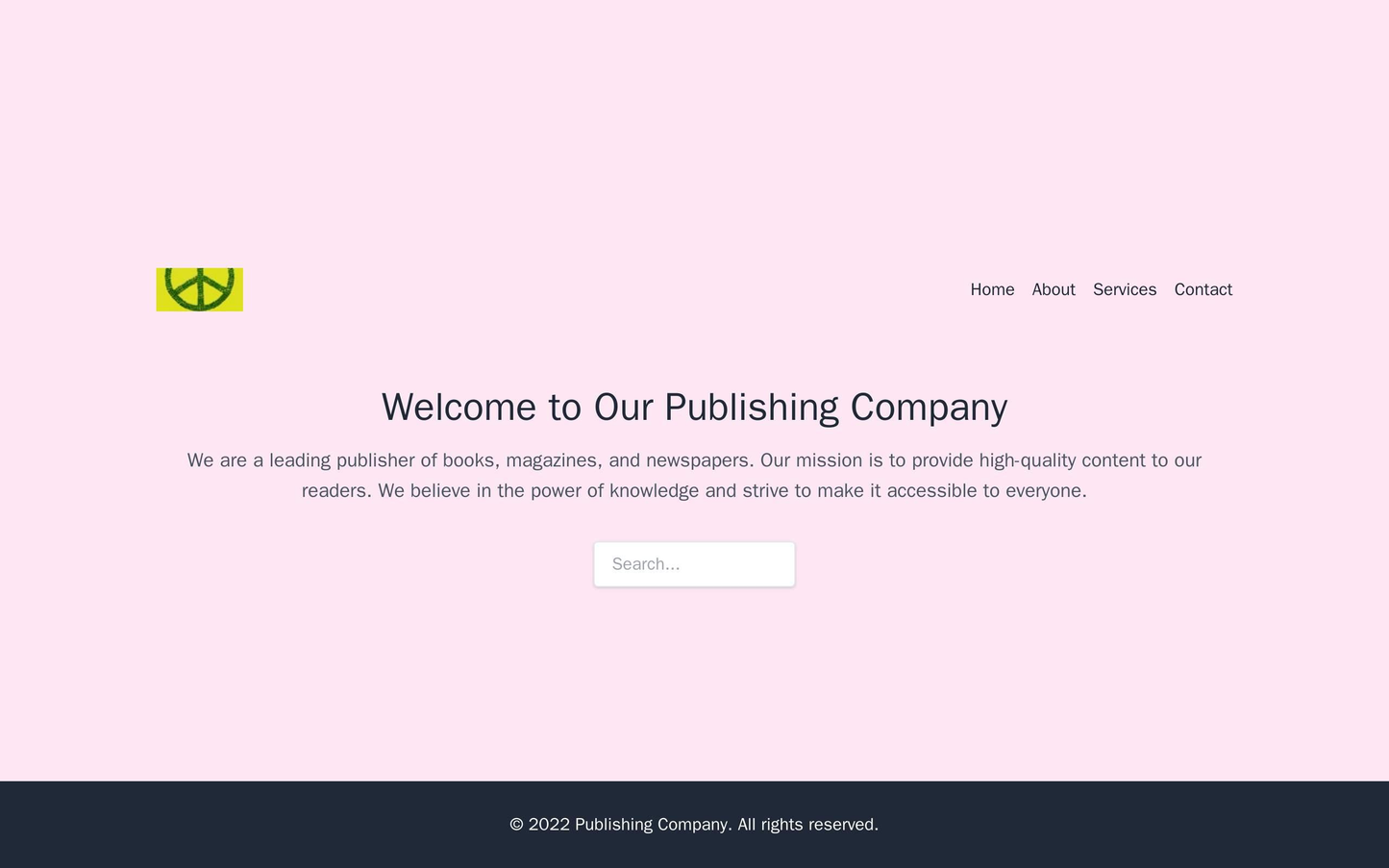 Publishing Company: A one-page layout with a prominent search bar, a large header image, a multi-level horizontal menu,  Web Template 3206