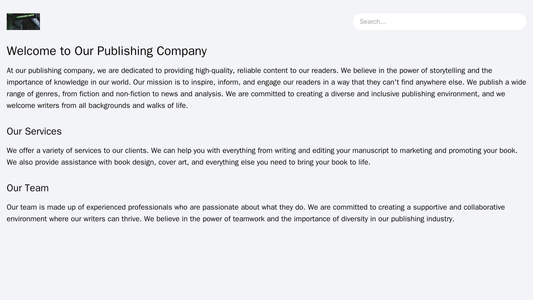 Publishing Company: A simple yet elegant design with a prominent logo and centralized search bar, a table of contents to Web Template 3734