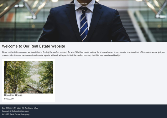 Real Estate: A visually engaging and user-friendly layout with a header image showcasing a beautiful property, a navigat Web Template 3631