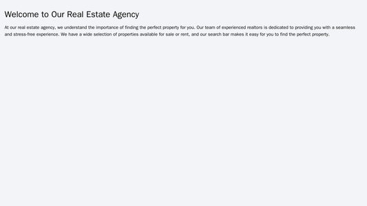 Real Estate Agency: A large search bar for properties, a slideshow of featured properties, and a grid layout of availabl Web Template 3119