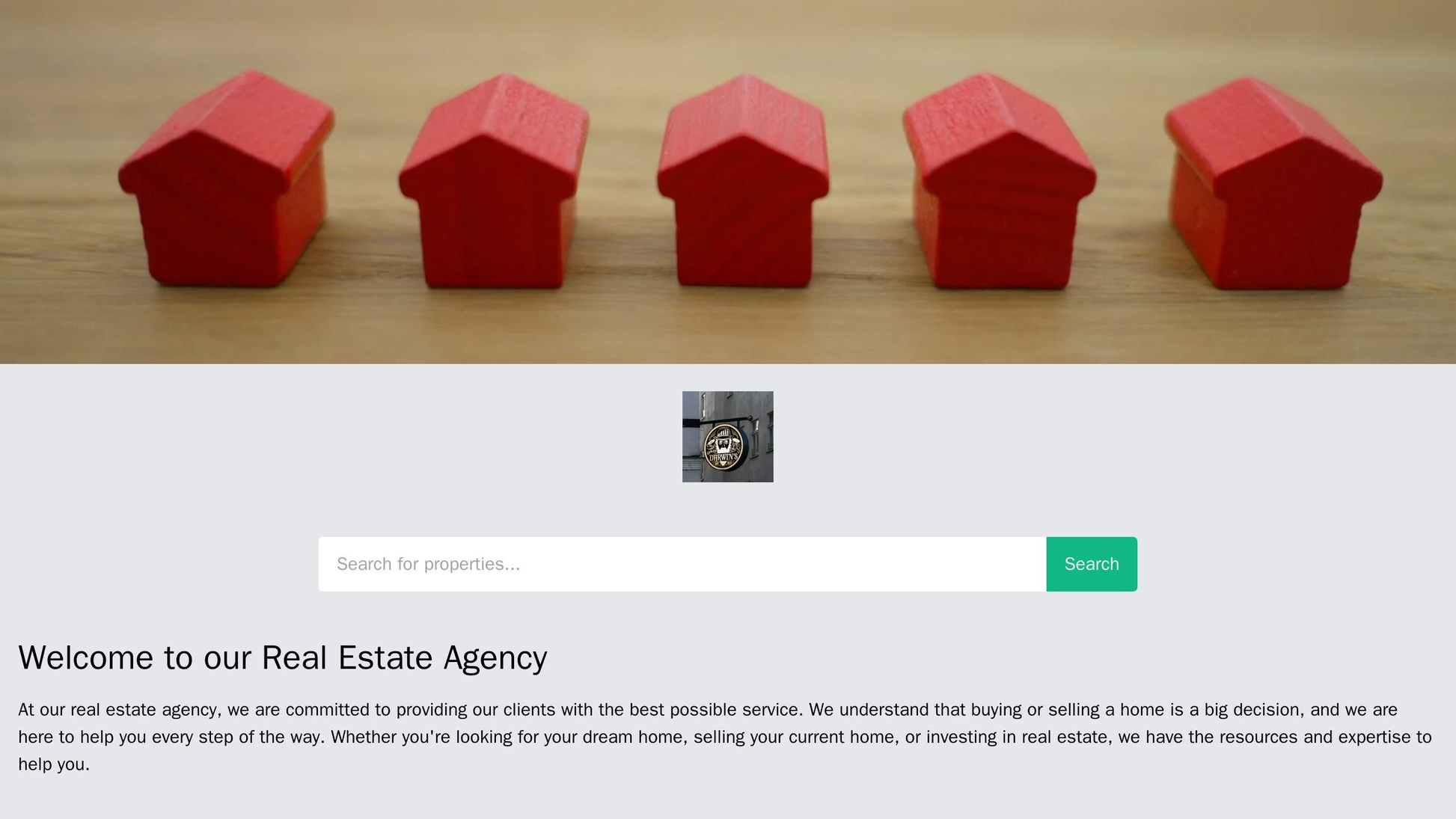 Real Estate Agency: A modern layout with a full-width image of a beautiful property, a centered logo, and a search bar p Web Template 3589