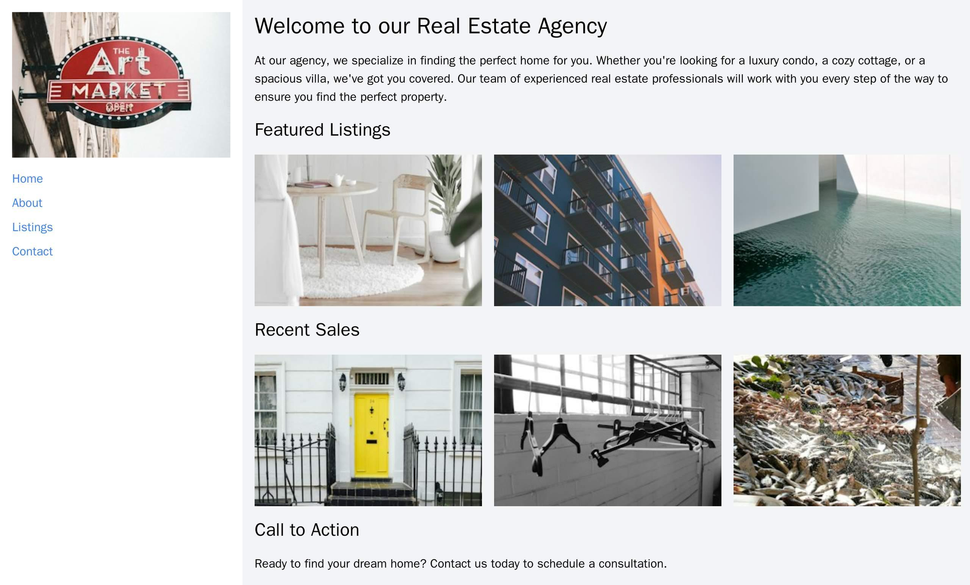 Real Estate Agency: A sleek, modern design with a vertical navigation menu on the left side, a large, centered logo at t Web Template 4621