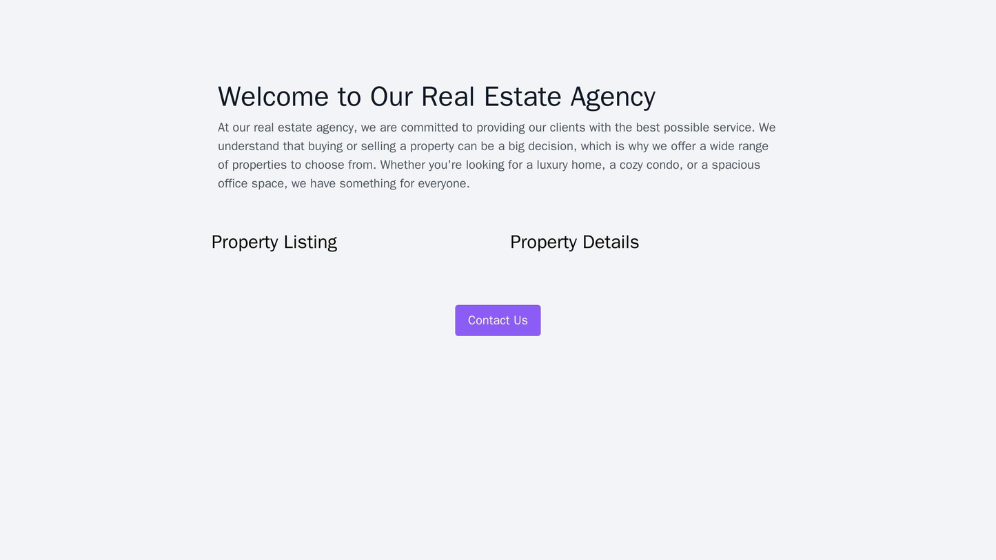 Real Estate Agency: A two-column layout with a property listing on one side and detailed information and images on the o Web Template 4984