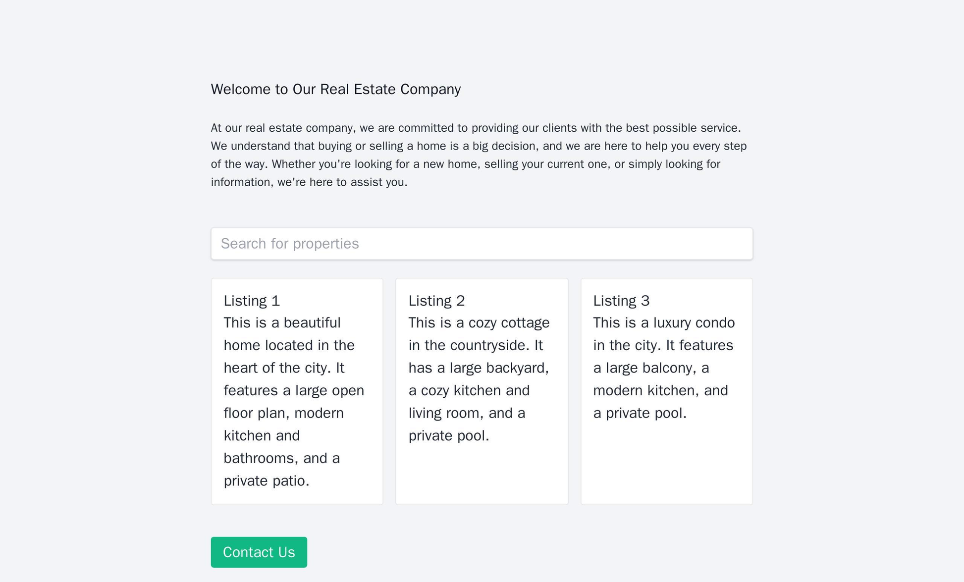 Real Estate Company: A sophisticated design featuring a search bar and listings in a grid format, a clean, minimalistic  Web Template 3602