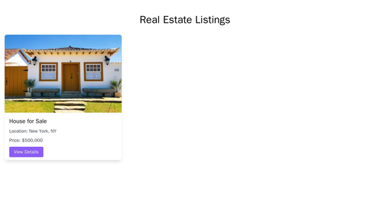 Real Estate Listings: A grid-style layout with images of various listings, each containing a price, location, and a "Vie Web Template 3683