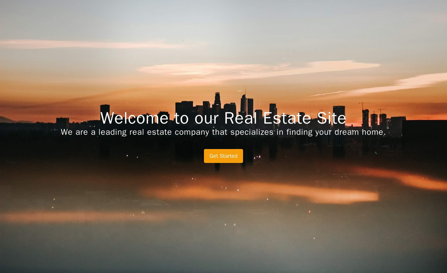 Real Estate Site: A large, modern design featuring an expansive hero image with a city skyline and a call-to-action butt Web Template 4736