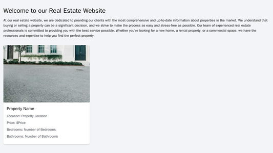 Real Estate Website: An easy-to-use grid layout displaying property images with essential information like location, pri Web Template 4165